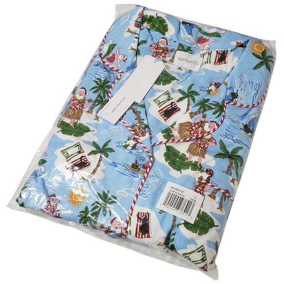 BedHead Pajama Set XL Surfing Santa Christmas Blue Beach Tropical 🎅🏄‍♂️🌴 - Picture 2 of 3